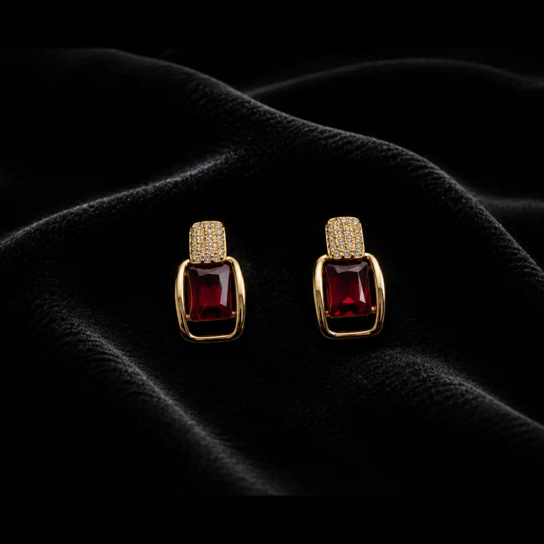 Korean-Inspired Rose Design Pendant Set with Stud Earrings | Anti-Tarnish Jewellery Set - Image 4