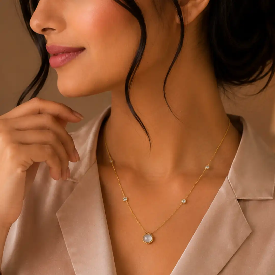 Minimal Korean-Inspired Golden Pendant Chain | Anti-Tarnish Necklace