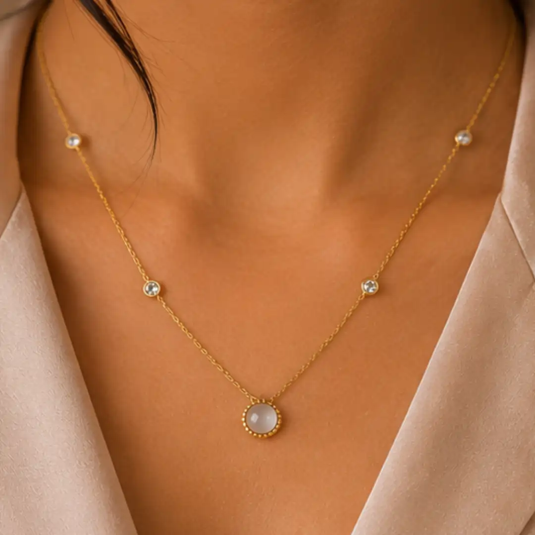 Minimal Korean-Inspired Golden Pendant Chain | Anti-Tarnish Necklace - Image 3