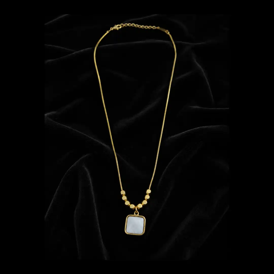 Korean-Inspired Golden Pendant Chain | Anti-Tarnish Necklace - Image 2