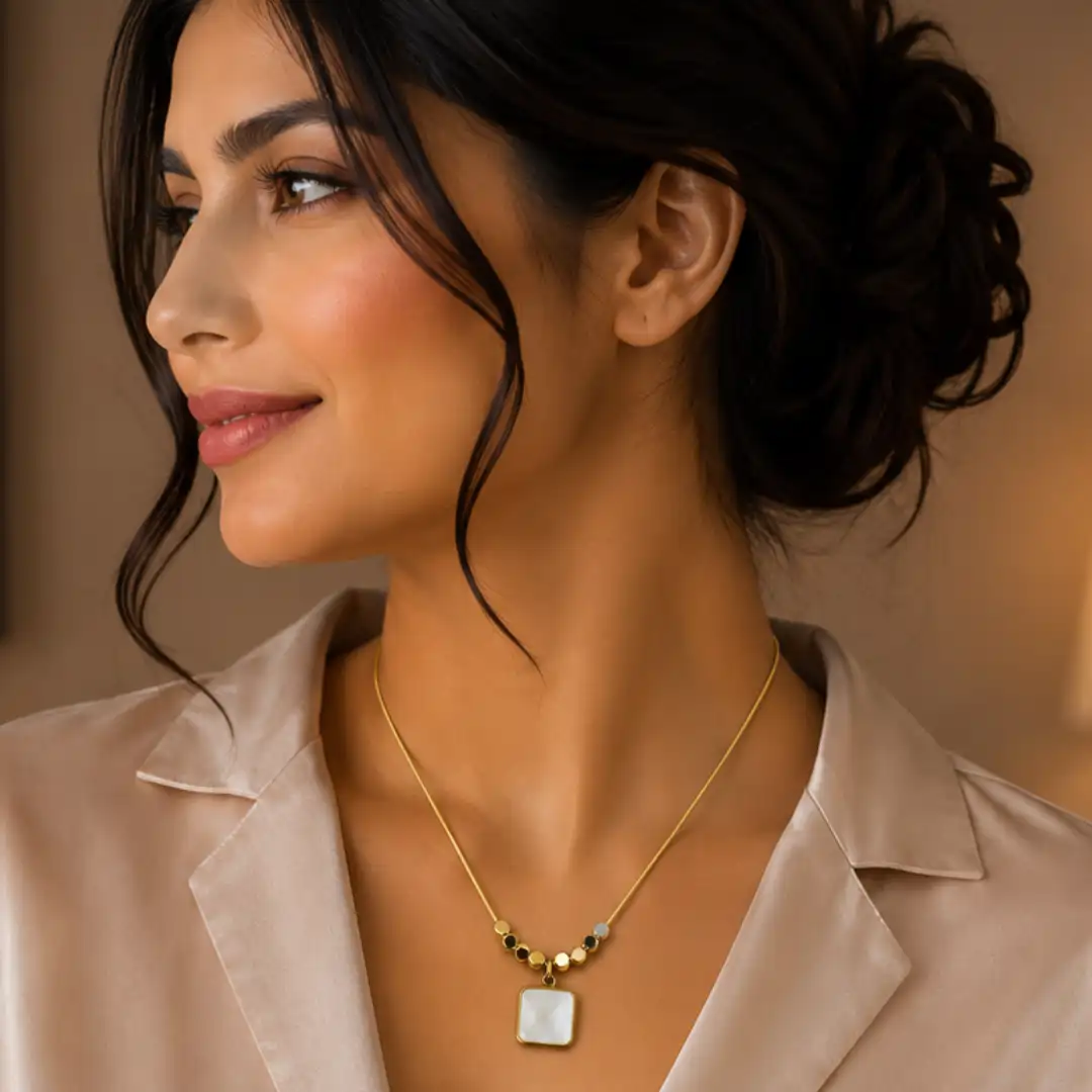 Korean-Inspired Golden Pendant Chain | Anti-Tarnish Necklace - Image 3