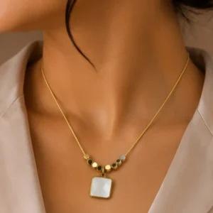 Korean-Inspired Golden Pendant Chain | Anti-Tarnish Necklace
