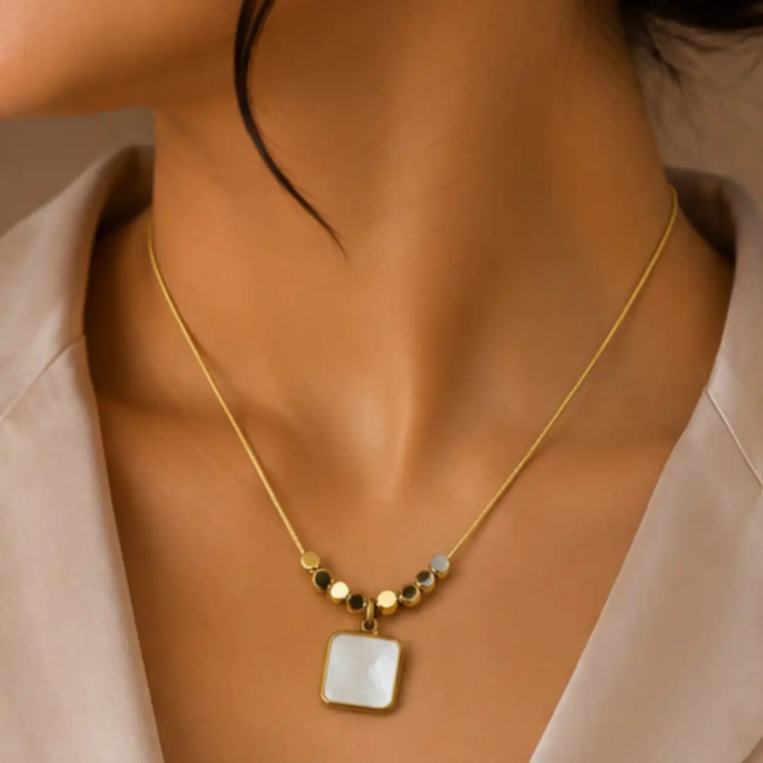 Korean-Inspired Golden Pendant Chain | Anti-Tarnish Necklace