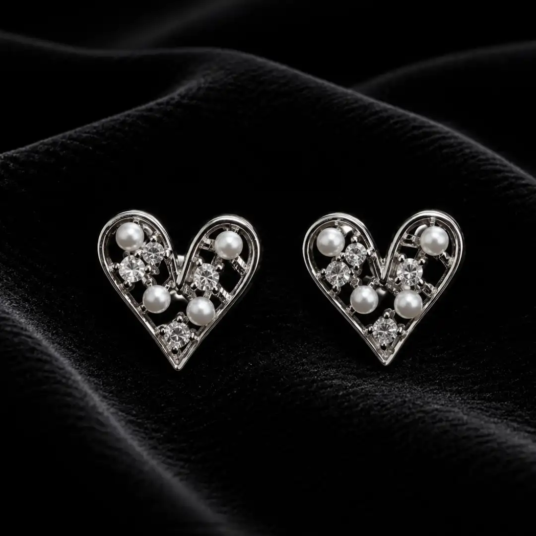 Heart shaped Anti tarnish korean earrings - Image 2