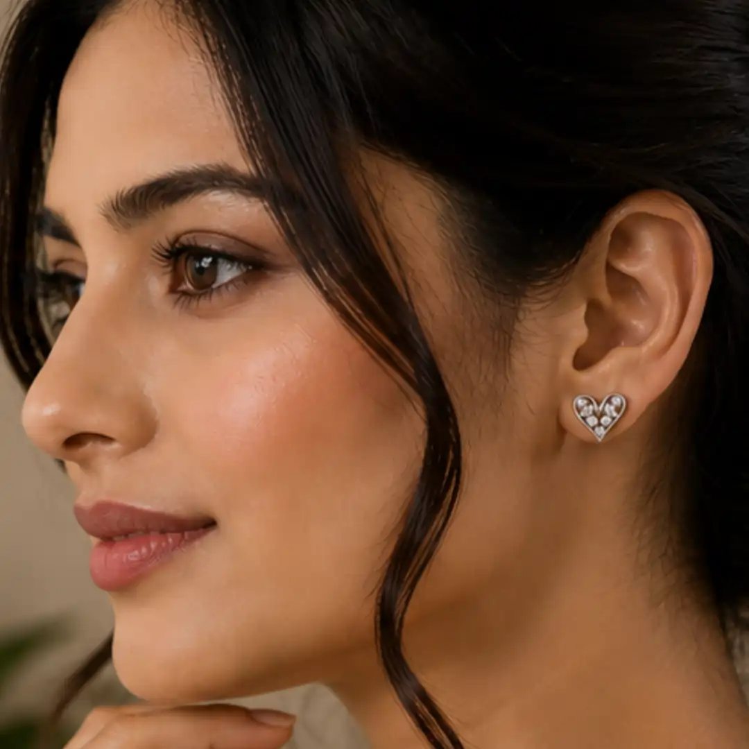 Heart shaped Anti tarnish korean earrings