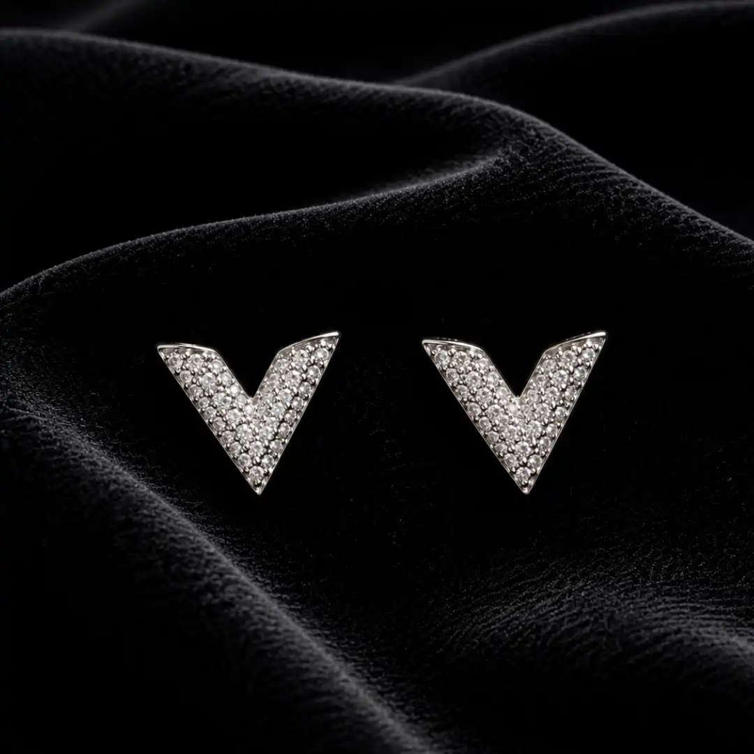 V-Shaped Korean-Inspired Silver Anti-Tarnish Stud Earrings